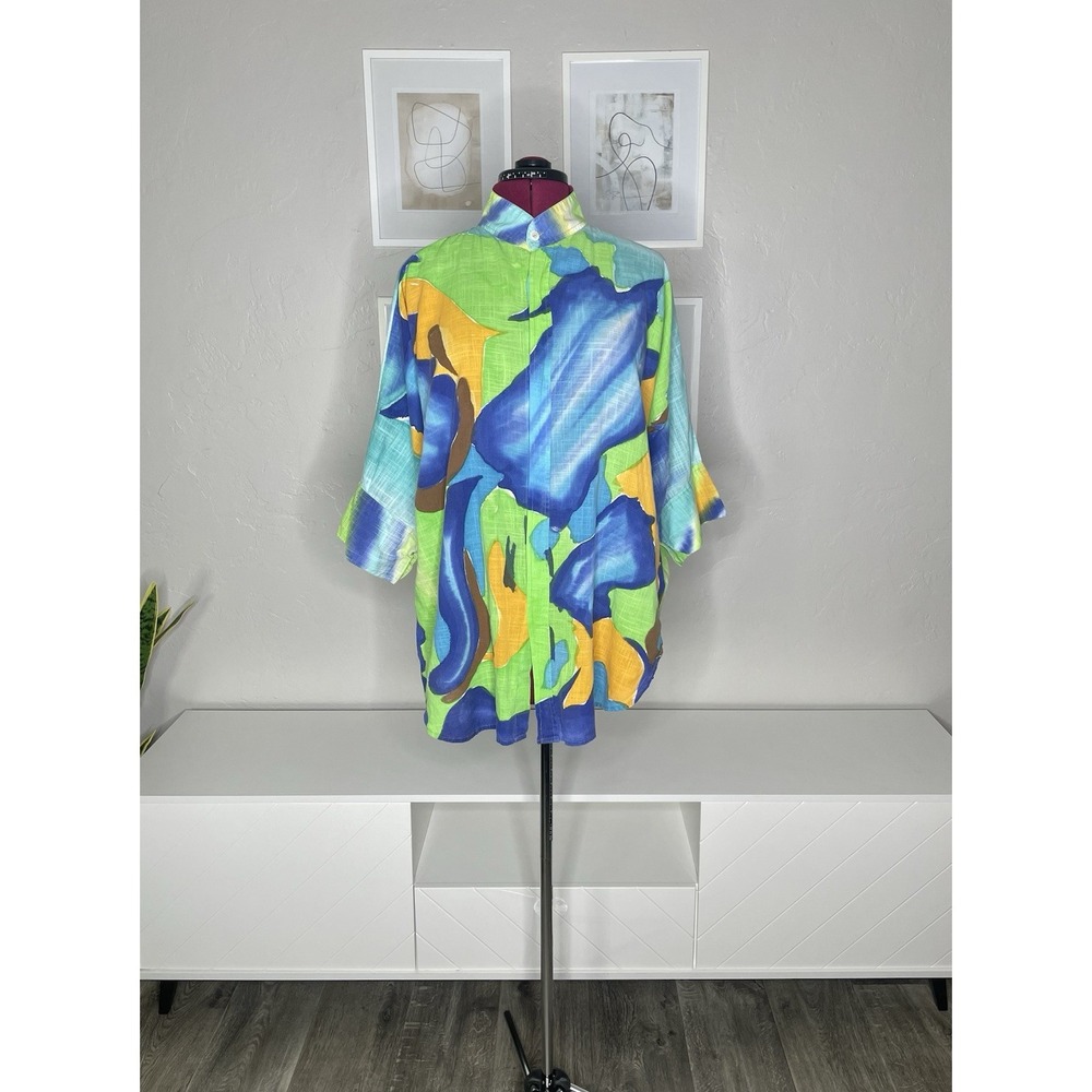 Dilemma New York Shirt Women's One Size Abstract Artsy‎ Button Up Organic Cotton